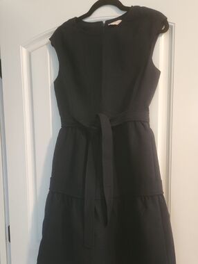 Tory Burch Classic Black Tie-Waist Midi Dress Sz 4